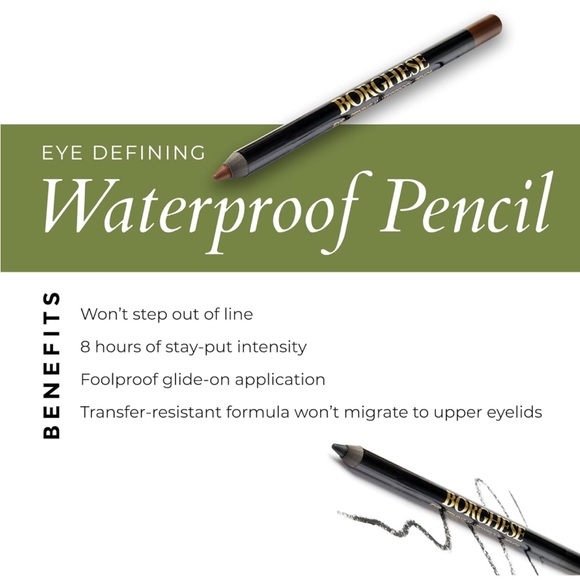 New! Borghese WATERPROOF Eyeliner Pencil + SHARPENER in BLACK - Picture 6 of 7